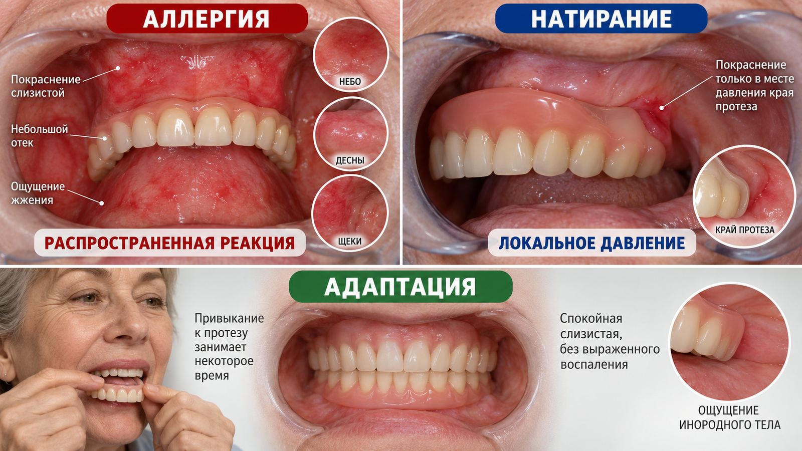 Аллергия на зубной протез: признаки