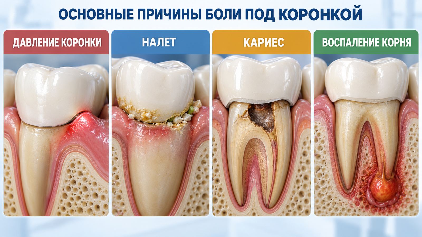Болит десна под коронкой — что делать