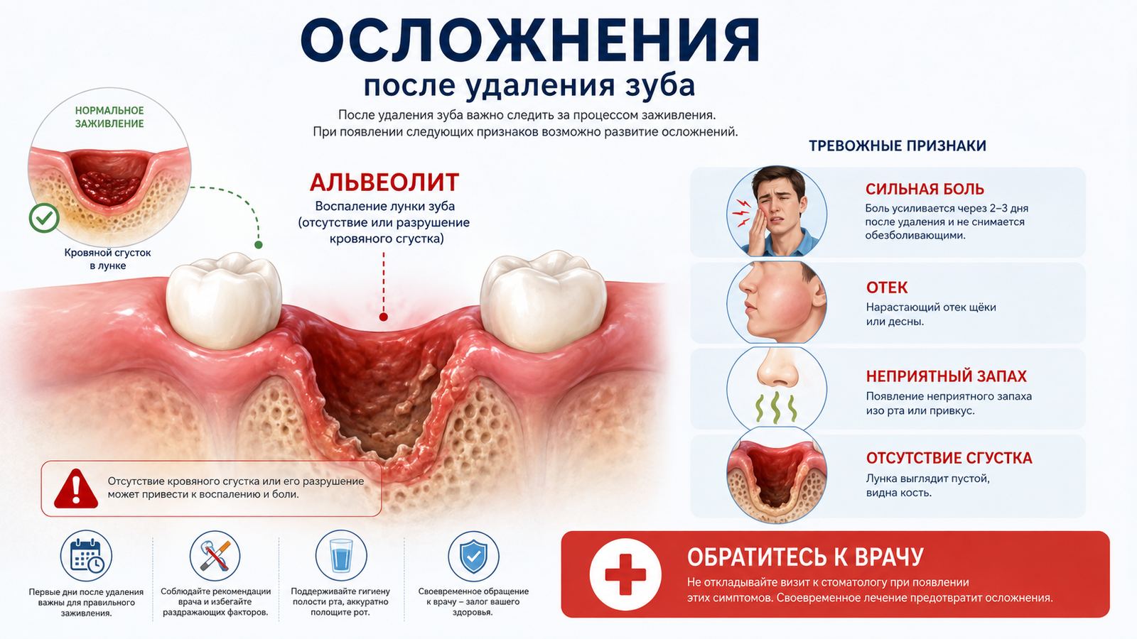 Лунка после удаления зуба