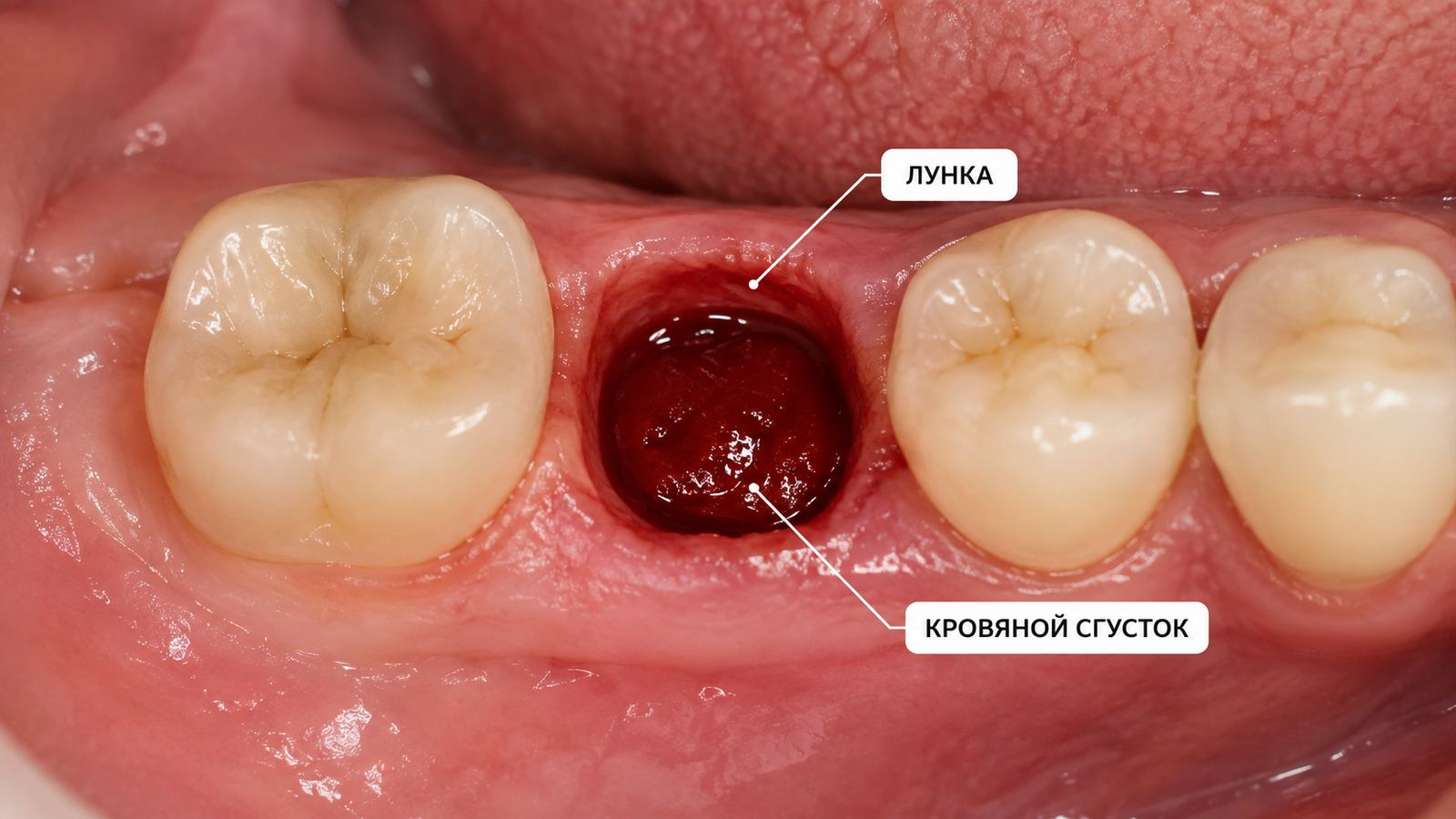 Лунка после удаления зуба