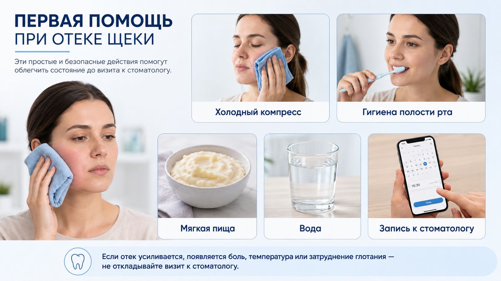 Опухла щека от зуба