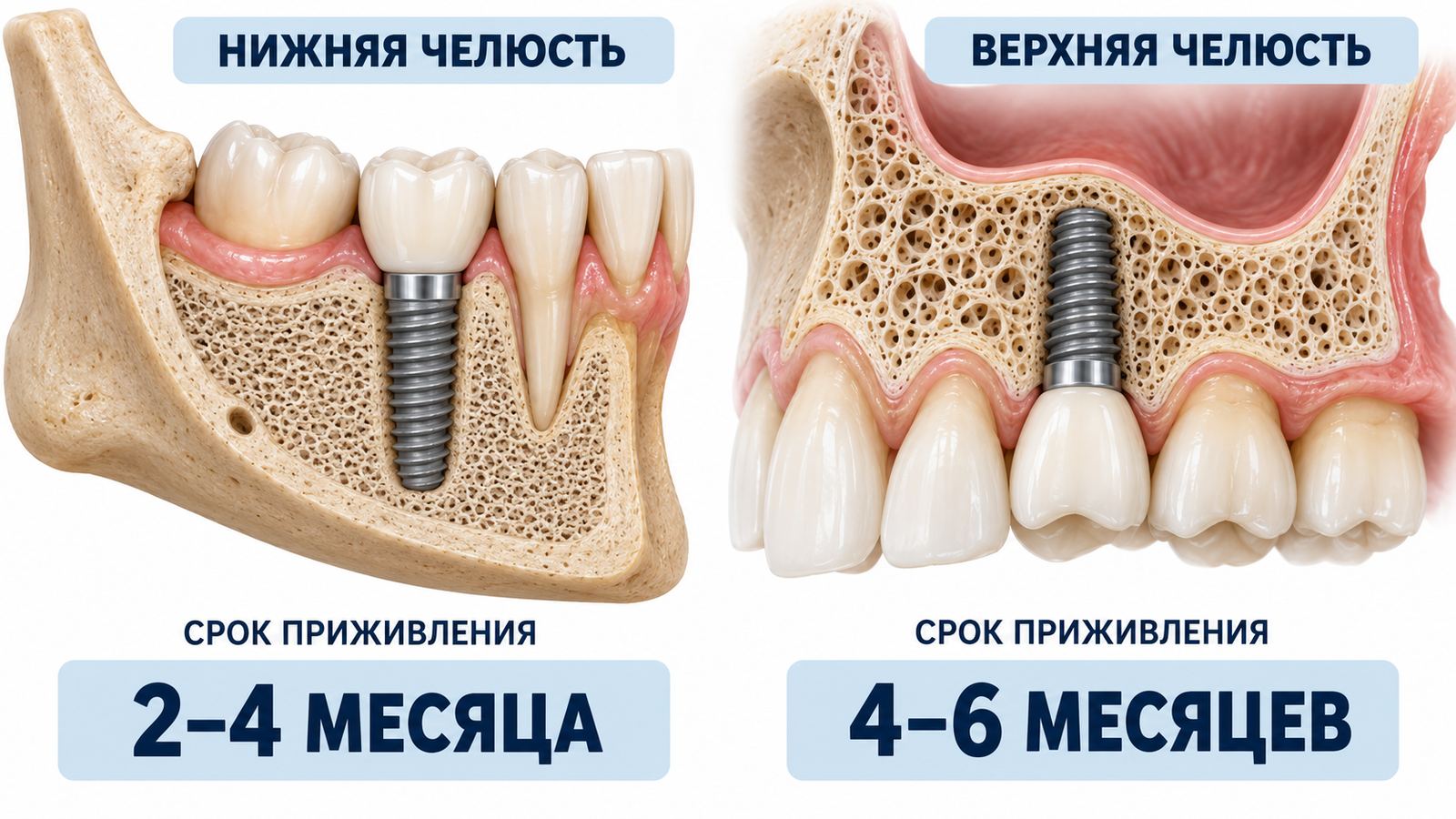 Приживаемость имплантов: сроки и этапы