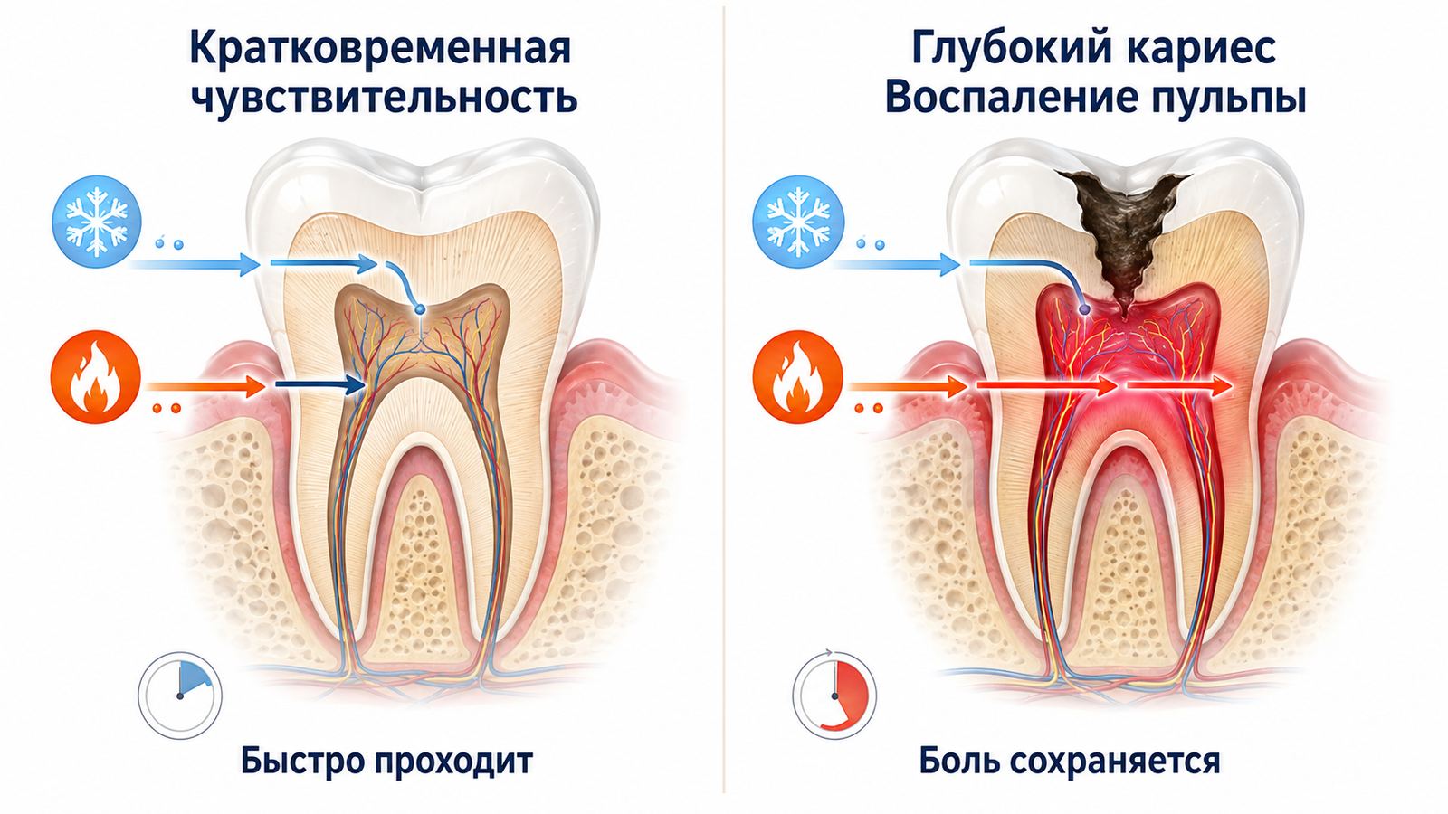 Реакция зубов на холодное