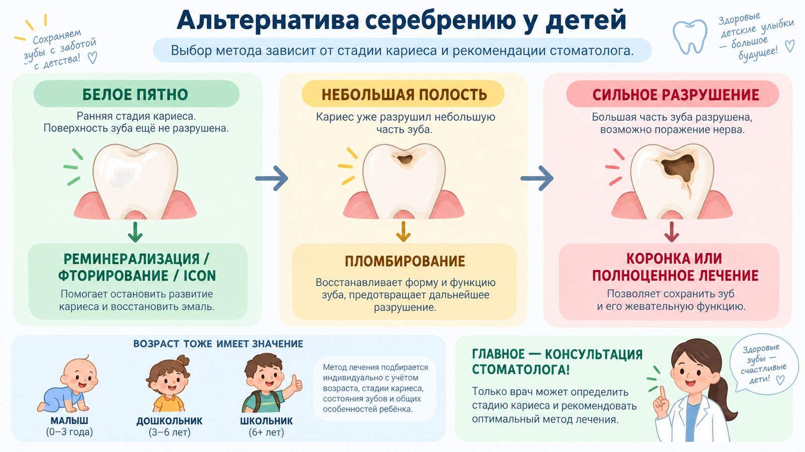 Серебрение зубов детям