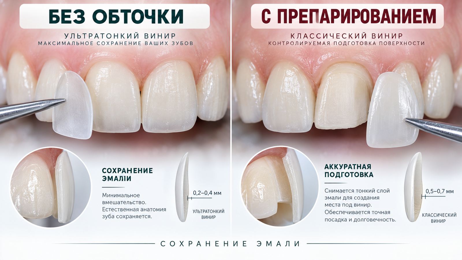 Виниры без обточки: показания и установка
